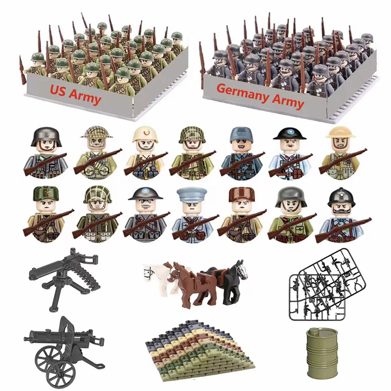 Lego Minifigure Holder - 24 adet/toplu WW2 Askeri Karakter WW2